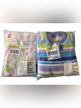 LL Bean Toddler Fleece Pajama Set - Sea Life and Stripped (Girls)‎